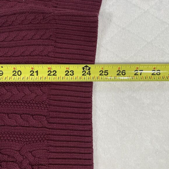 Women's Sz M Cotton Cable Knit Sweater Dark Burgundy Old Money Preppy Brand New - Picture 8 of 8
